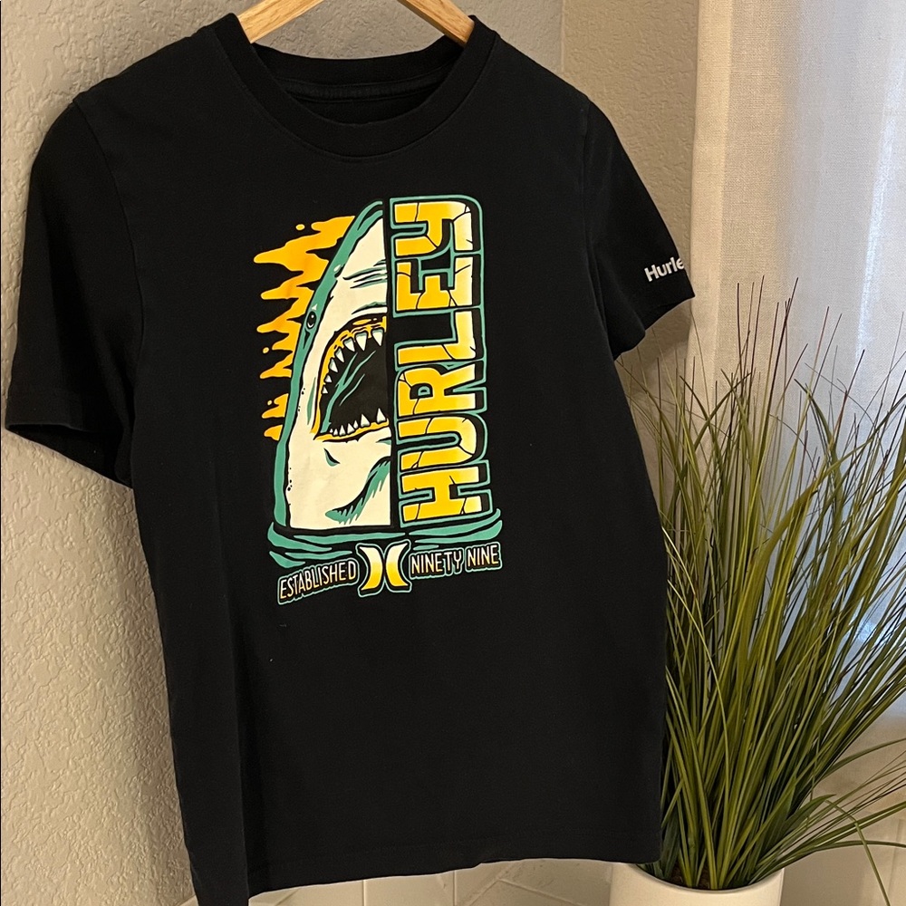 Hurley Black Tee with Shark Graphic